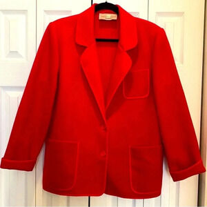 Vintage Weinberg Made in France‎ Couture Wool Blazer Jacket Red EUC Women Large.